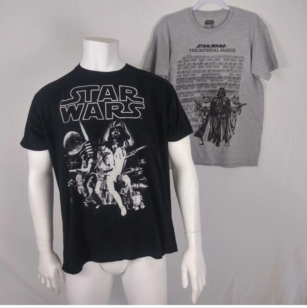 Star Wars Men's Short Sleeve Gray And Black Graphic T-Shirts, Large